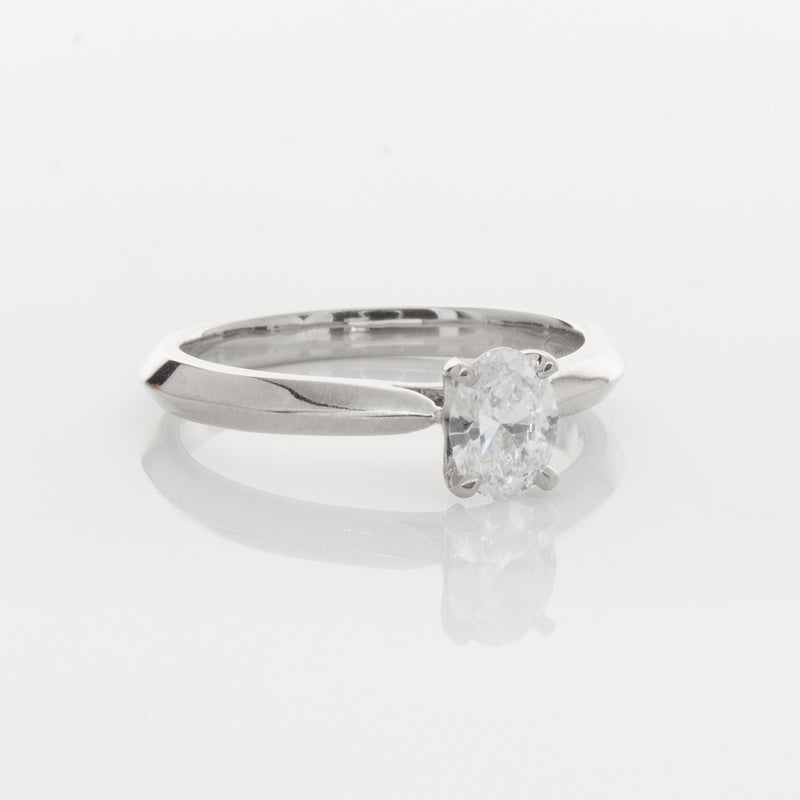 18ct White Gold .53ct Oval Diamond Venetian Ring-Ring-Walker & Hall