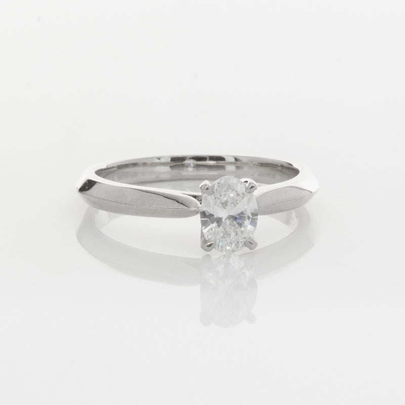 18ct White Gold .53ct Oval Diamond Venetian Ring-Ring-Walker & Hall