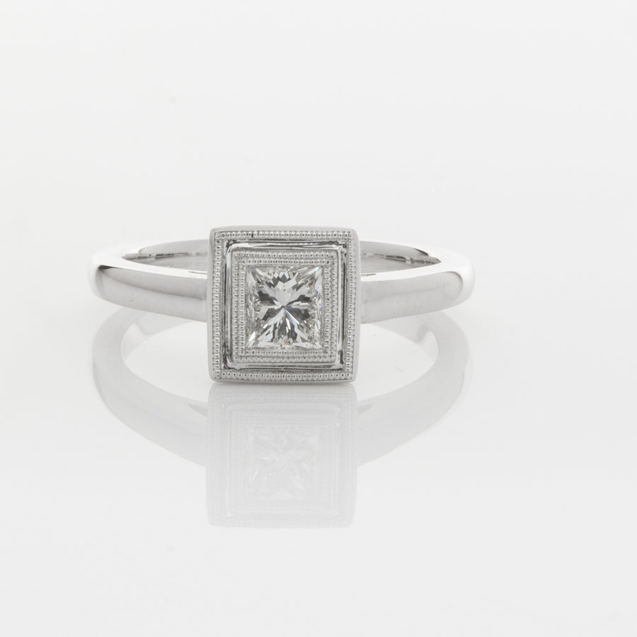18ct White Gold .52ct Princess Cut Diamond Windsor Ring-Ring-Walker & Hall