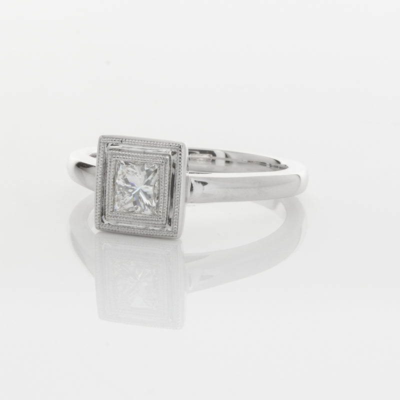 18ct White Gold .52ct Princess Cut Diamond Windsor Ring-Ring-Walker & Hall