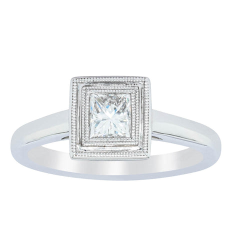 18ct White Gold .52ct Princess Cut Diamond Windsor Ring-Ring-Walker & Hall