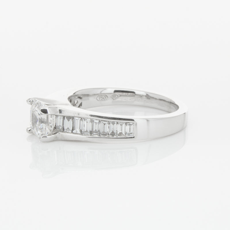 18ct White Gold .95ct Emerald Cut Diamond Ring-Ring-Walker & Hall
