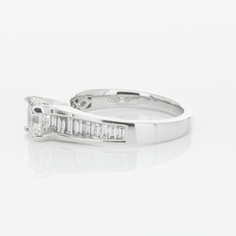 18ct White Gold .95ct Emerald Cut Diamond Ring-Ring-Walker & Hall