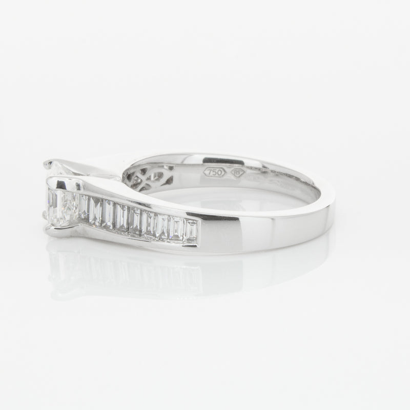 18ct White Gold .95ct Emerald Cut Diamond Ring-Ring-Walker & Hall