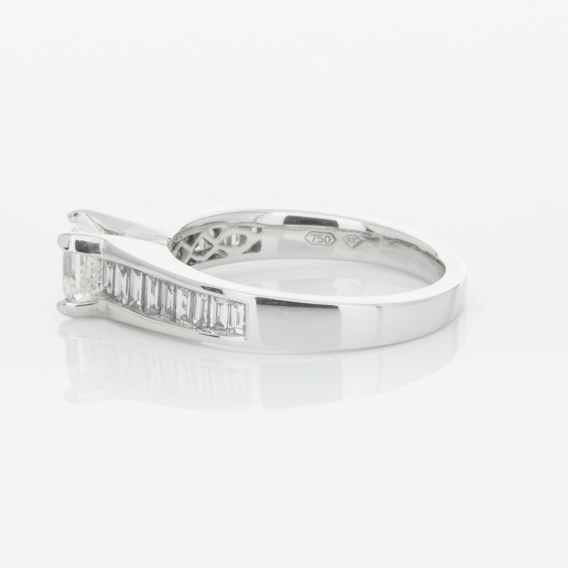 18ct White Gold .95ct Emerald Cut Diamond Ring-Ring-Walker & Hall