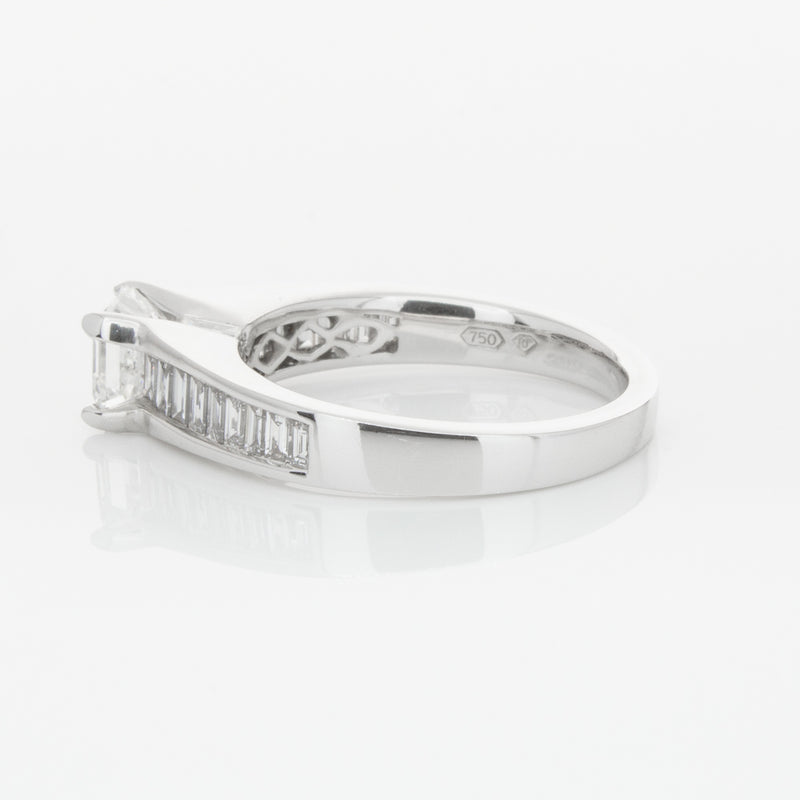 18ct White Gold .95ct Emerald Cut Diamond Ring-Ring-Walker & Hall