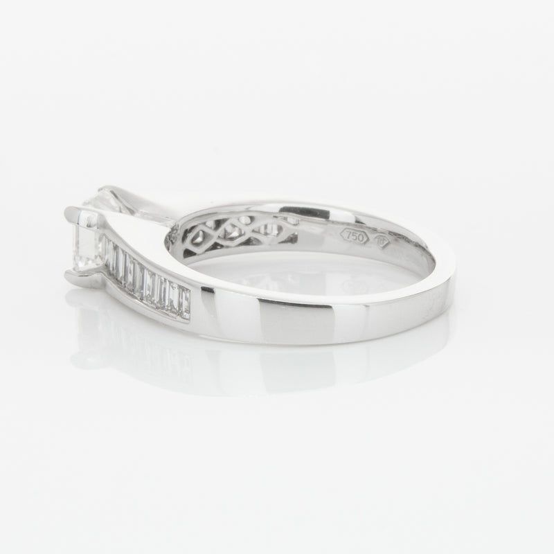 18ct White Gold .95ct Emerald Cut Diamond Ring-Ring-Walker & Hall