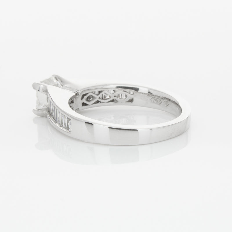 18ct White Gold .95ct Emerald Cut Diamond Ring-Ring-Walker & Hall