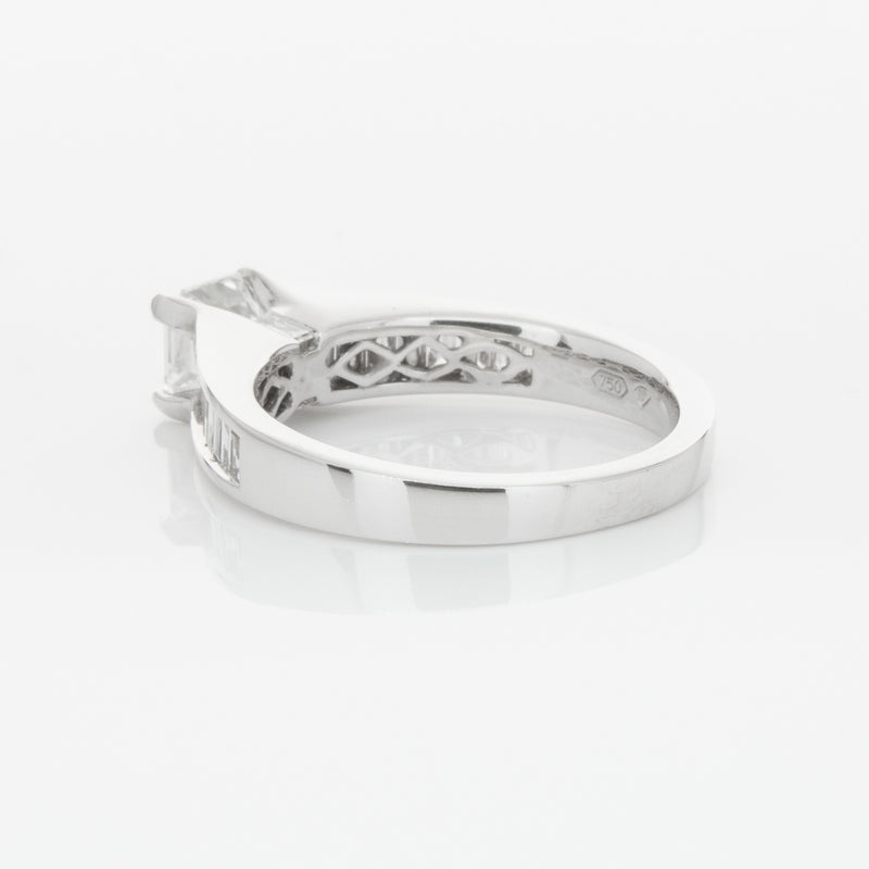 18ct White Gold .95ct Emerald Cut Diamond Ring-Ring-Walker & Hall