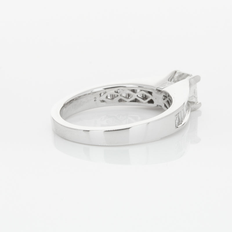 18ct White Gold .95ct Emerald Cut Diamond Ring-Ring-Walker & Hall