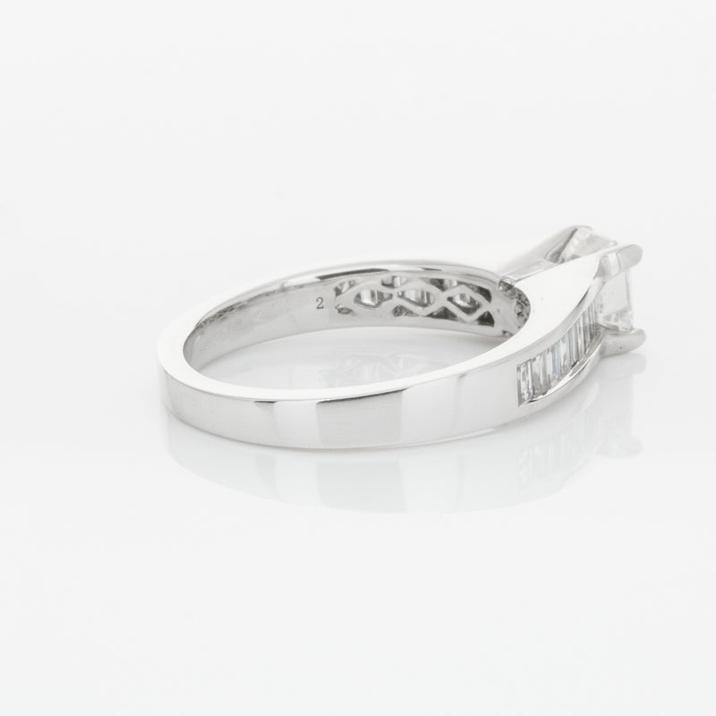 18ct White Gold .95ct Emerald Cut Diamond Ring-Ring-Walker & Hall
