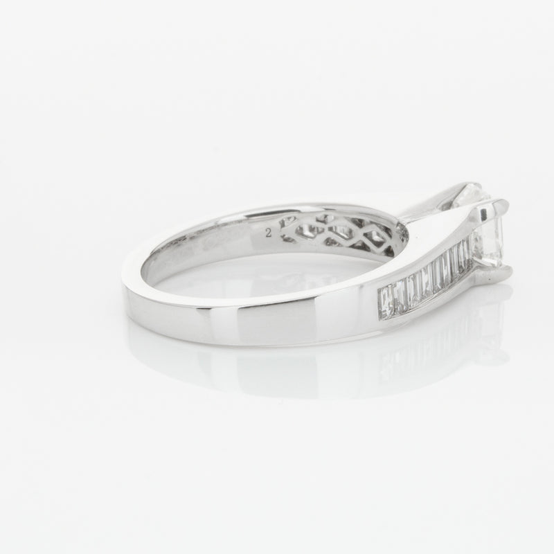 18ct White Gold .95ct Emerald Cut Diamond Ring-Ring-Walker & Hall