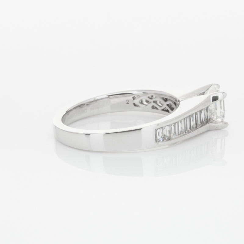 18ct White Gold .95ct Emerald Cut Diamond Ring-Ring-Walker & Hall