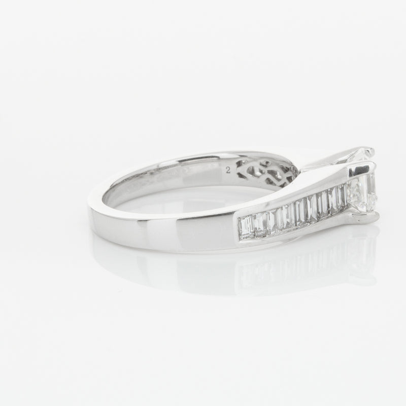 18ct White Gold .95ct Emerald Cut Diamond Ring-Ring-Walker & Hall