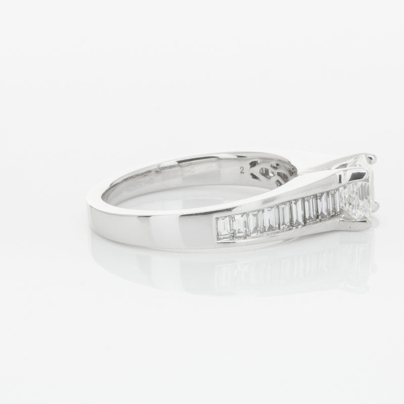 18ct White Gold .95ct Emerald Cut Diamond Ring-Ring-Walker & Hall