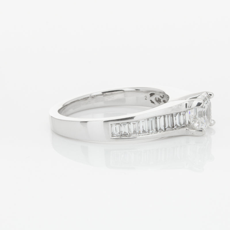 18ct White Gold .95ct Emerald Cut Diamond Ring-Ring-Walker & Hall