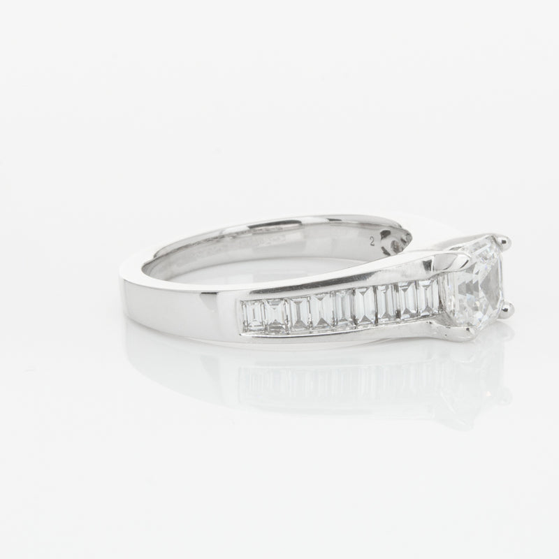 18ct White Gold .95ct Emerald Cut Diamond Ring-Ring-Walker & Hall