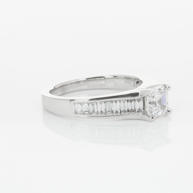 18ct White Gold .95ct Emerald Cut Diamond Ring-Ring-Walker & Hall