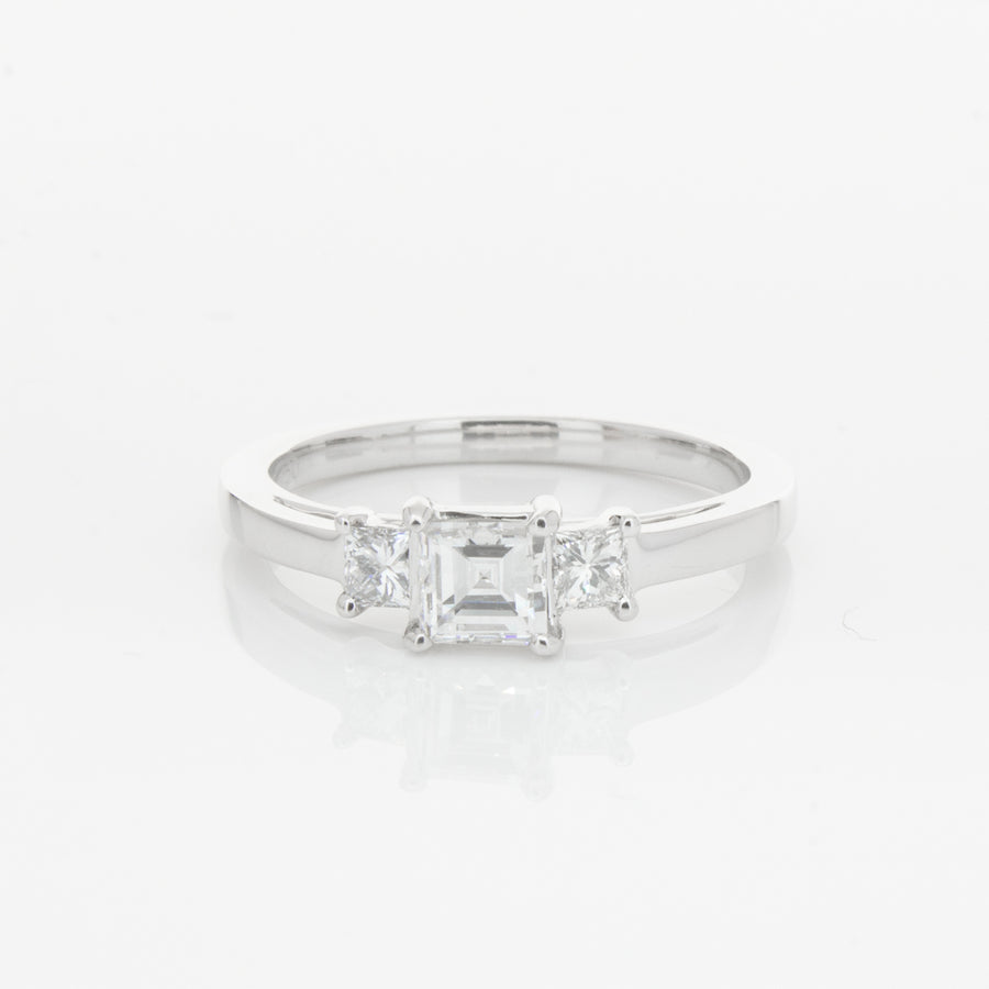 18ct White Gold .46ct Emerald Cut Diamond Olympus Ring-Ring-Walker & Hall