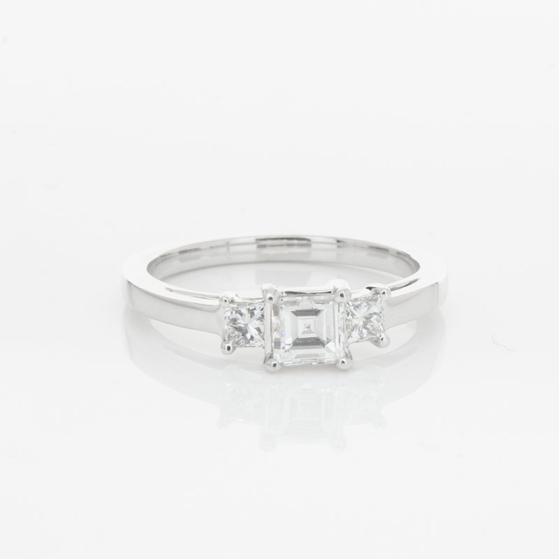 18ct White Gold .46ct Emerald Cut Diamond Olympus Ring-Ring-Walker & Hall