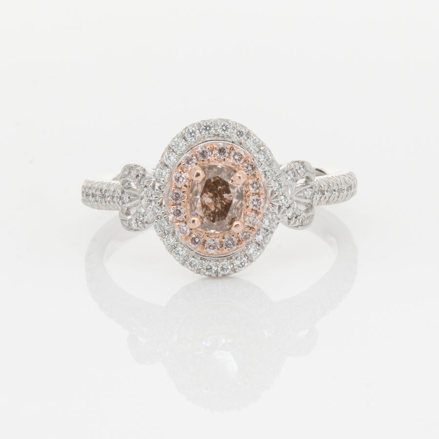 18ct White Gold Pink & White Diamond Ring-Ring-Walker & Hall