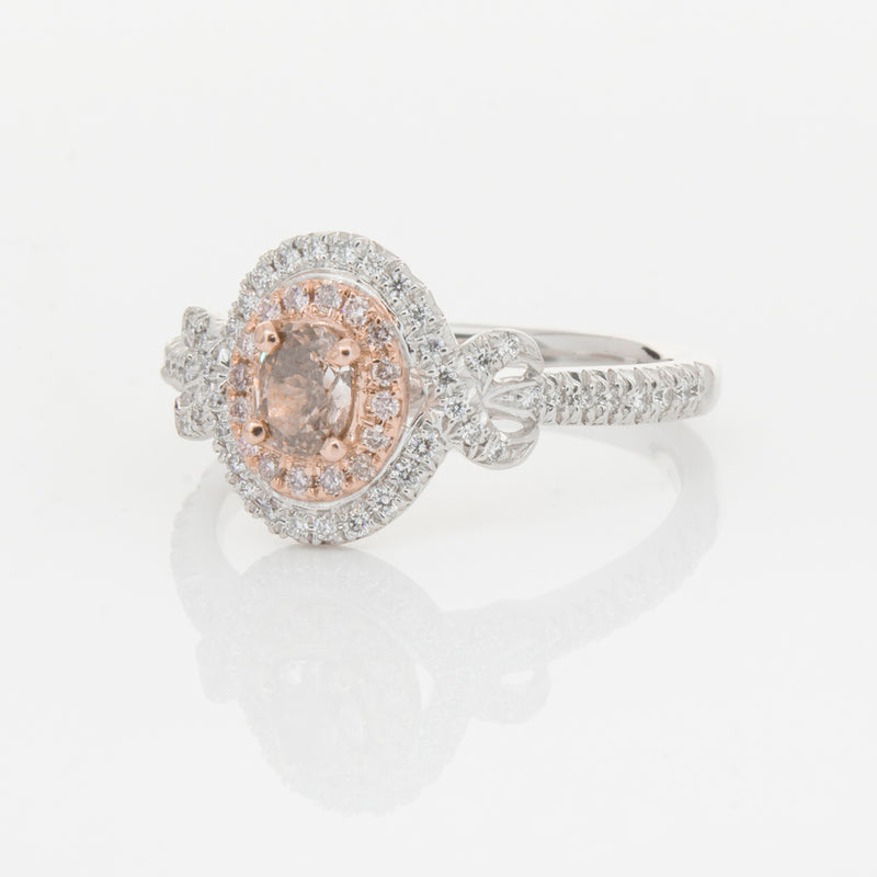18ct White Gold Pink & White Diamond Ring-Ring-Walker & Hall
