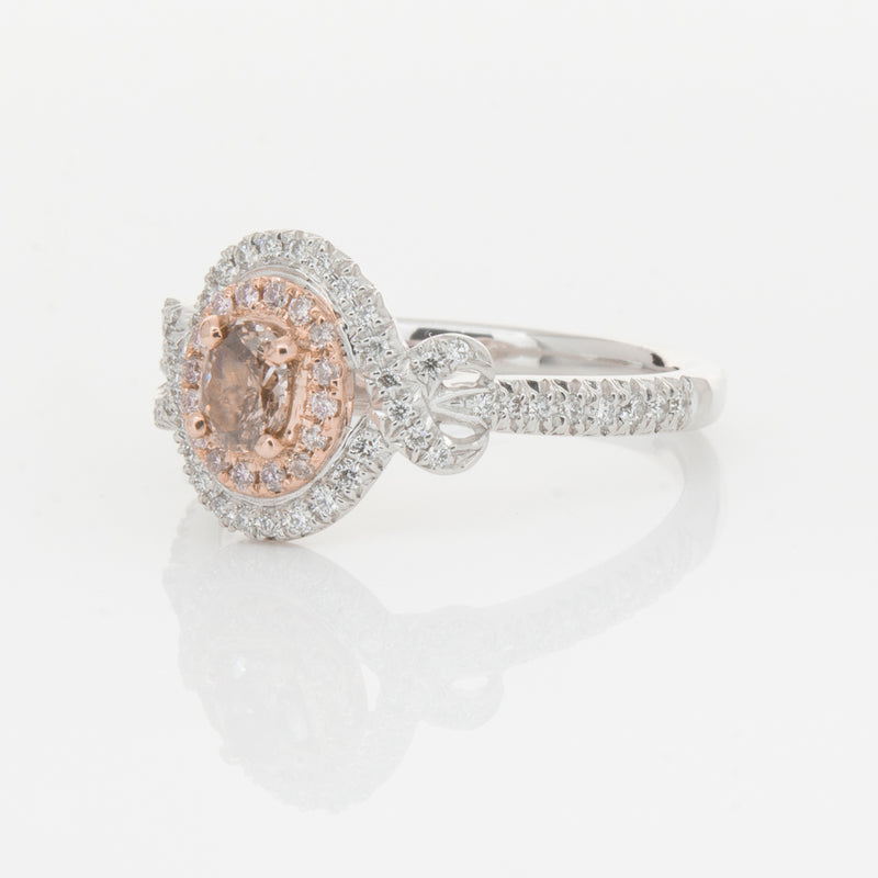 18ct White Gold Pink & White Diamond Ring-Ring-Walker & Hall