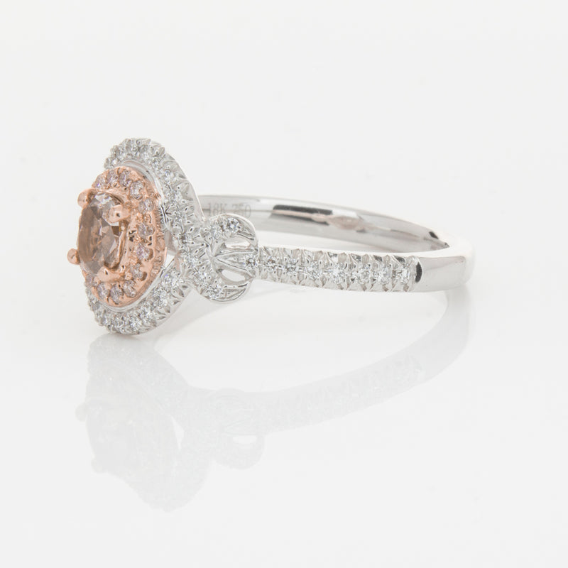 18ct White Gold Pink & White Diamond Ring-Ring-Walker & Hall