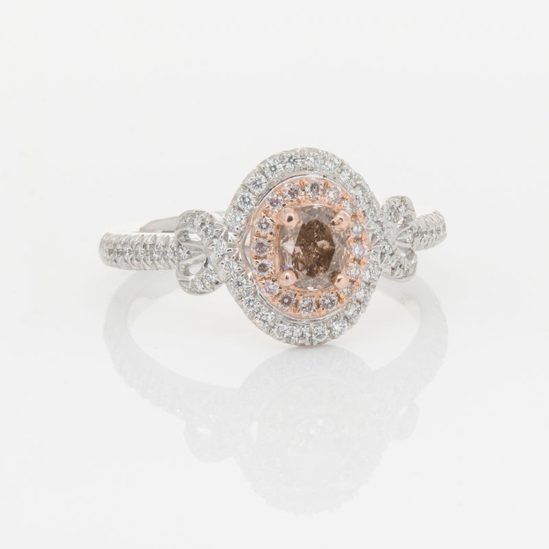 18ct White Gold Pink & White Diamond Ring-Ring-Walker & Hall