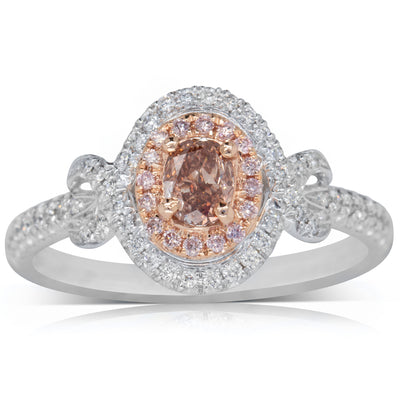 18ct White Gold Pink & White Diamond Ring-Ring-Walker & Hall
