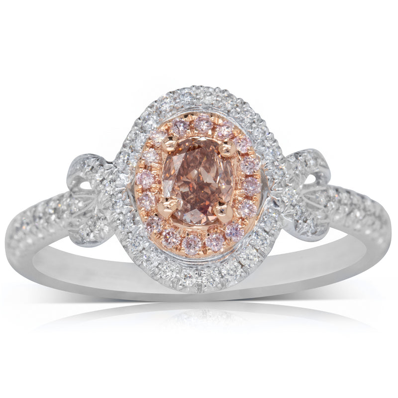 18ct White Gold Pink & White Diamond Ring-Ring-Walker & Hall