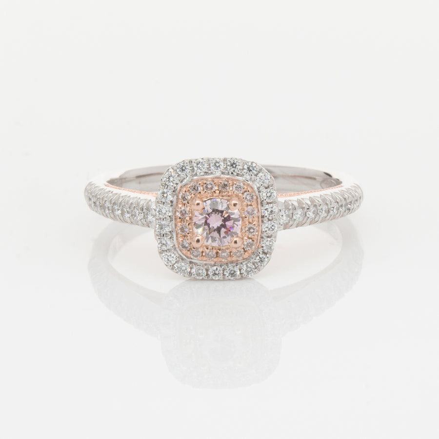 18ct White & Rose Gold Pink Diamond Ring-Ring-Walker & Hall