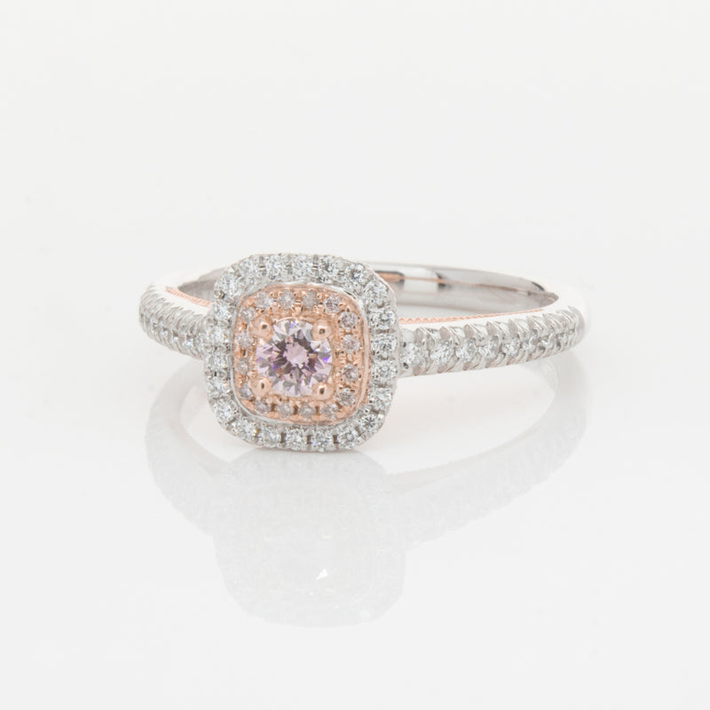 18ct White & Rose Gold Pink Diamond Ring-Ring-Walker & Hall
