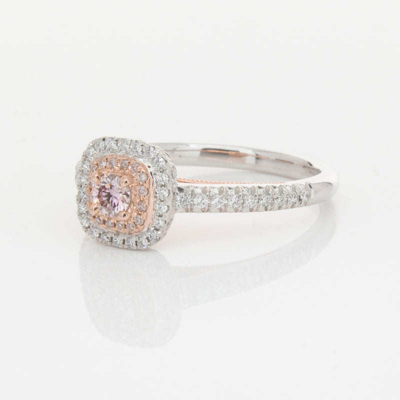 18ct White & Rose Gold Pink Diamond Ring-Ring-Walker & Hall