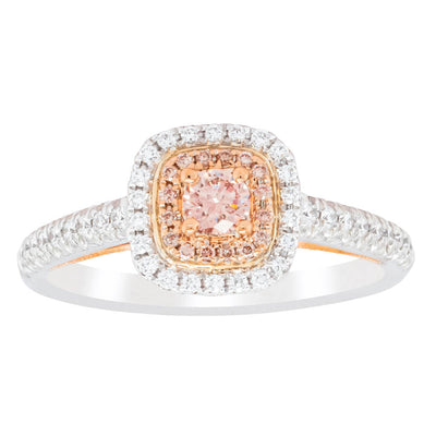 18ct White & Rose Gold Pink Diamond Ring-Ring-Walker & Hall