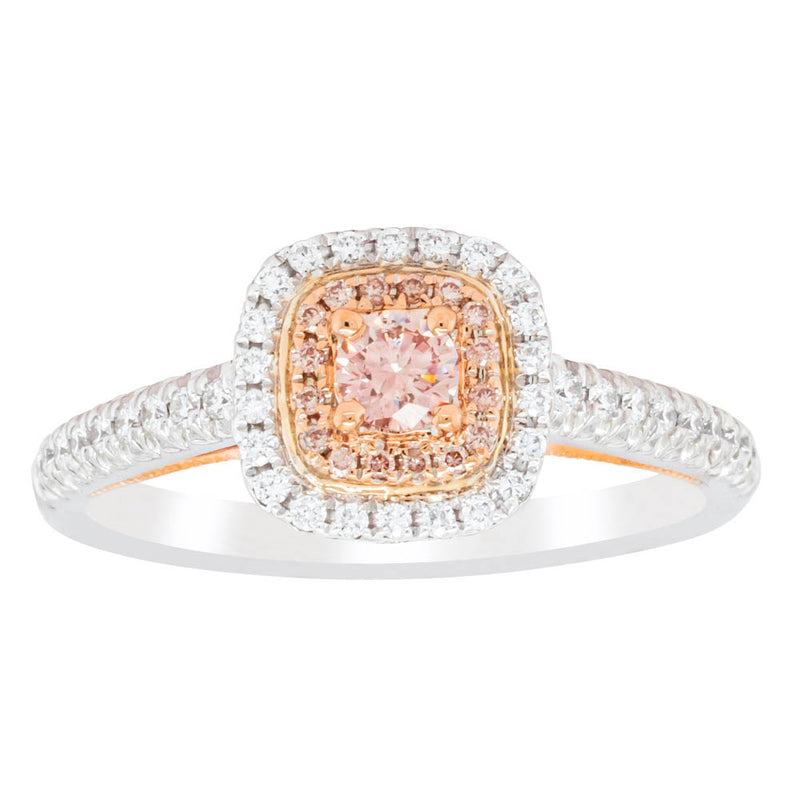 18ct White & Rose Gold Pink Diamond Ring-Ring-Walker & Hall