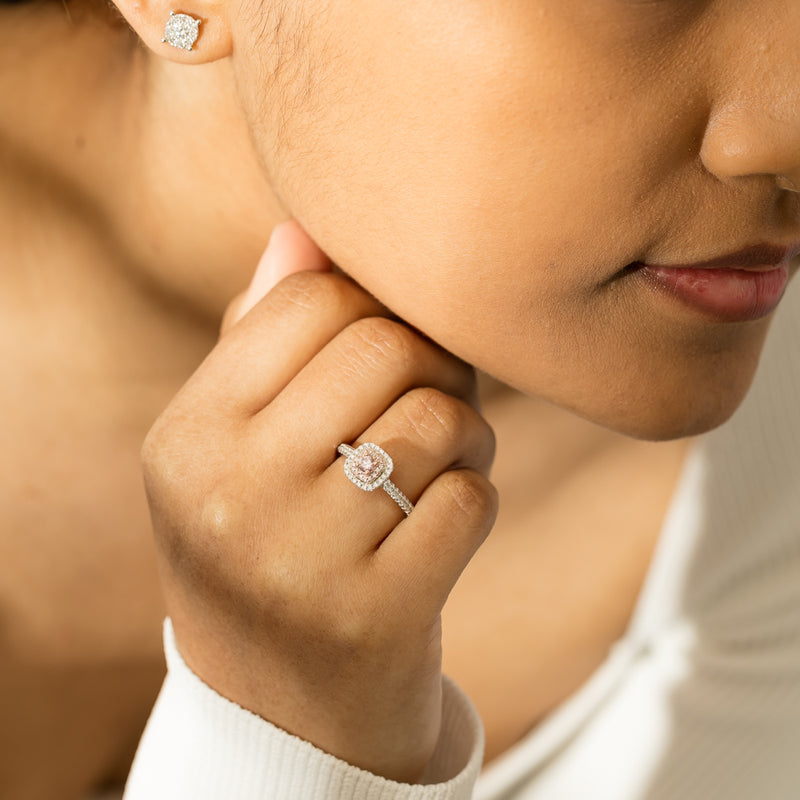 18ct White & Rose Gold Pink Diamond Ring-Ring-Walker & Hall