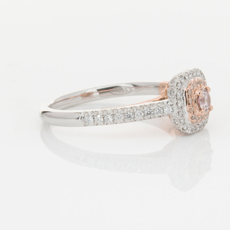 18ct White & Rose Gold Pink Diamond Ring-Ring-Walker & Hall