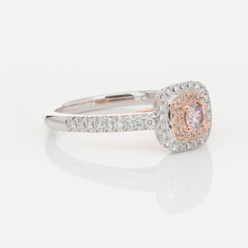 18ct White & Rose Gold Pink Diamond Ring-Ring-Walker & Hall