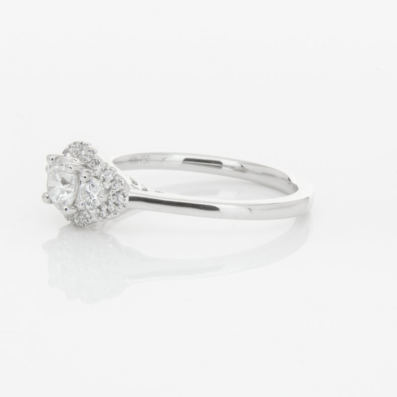 18ct White Gold Diamond Posie Ring-Ring-Walker & Hall