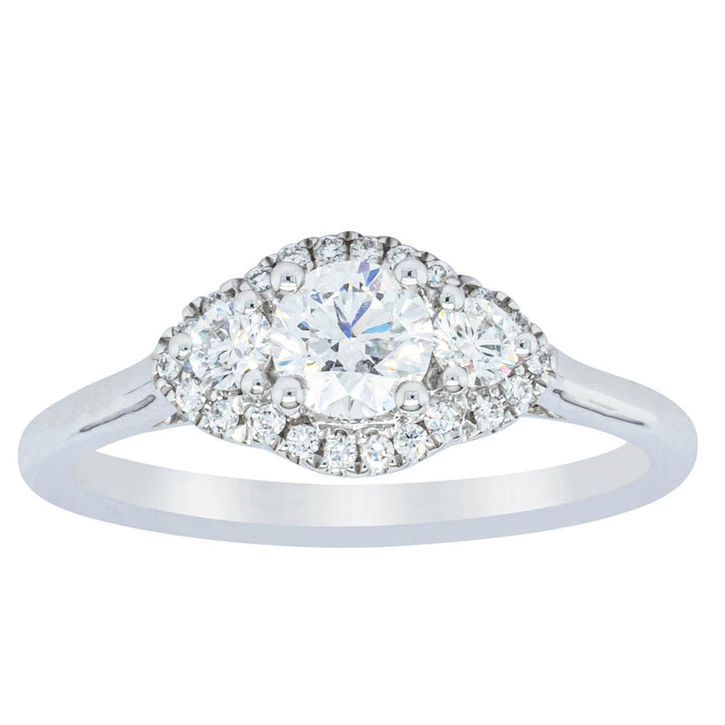 18ct White Gold Diamond Posie Ring-Ring-Walker & Hall