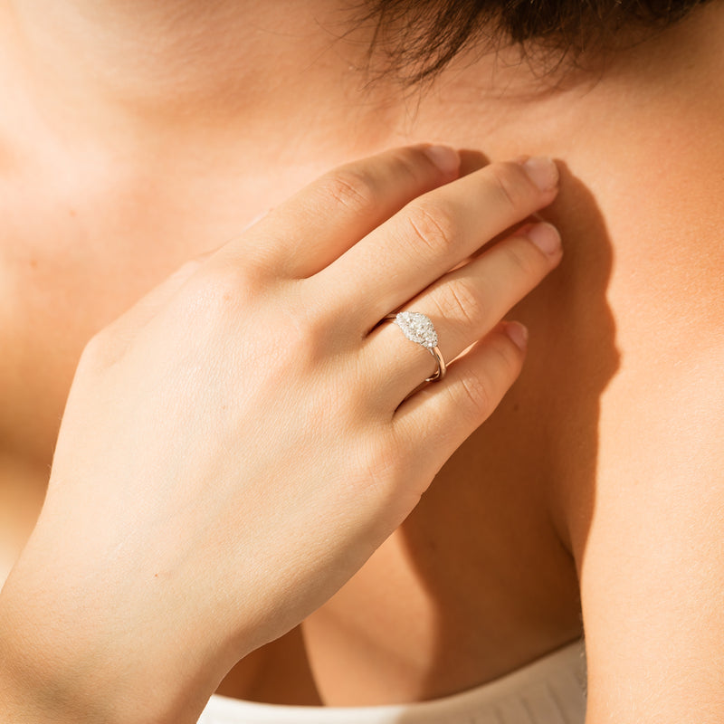 18ct White Gold Diamond Posie Ring-Ring-Walker & Hall