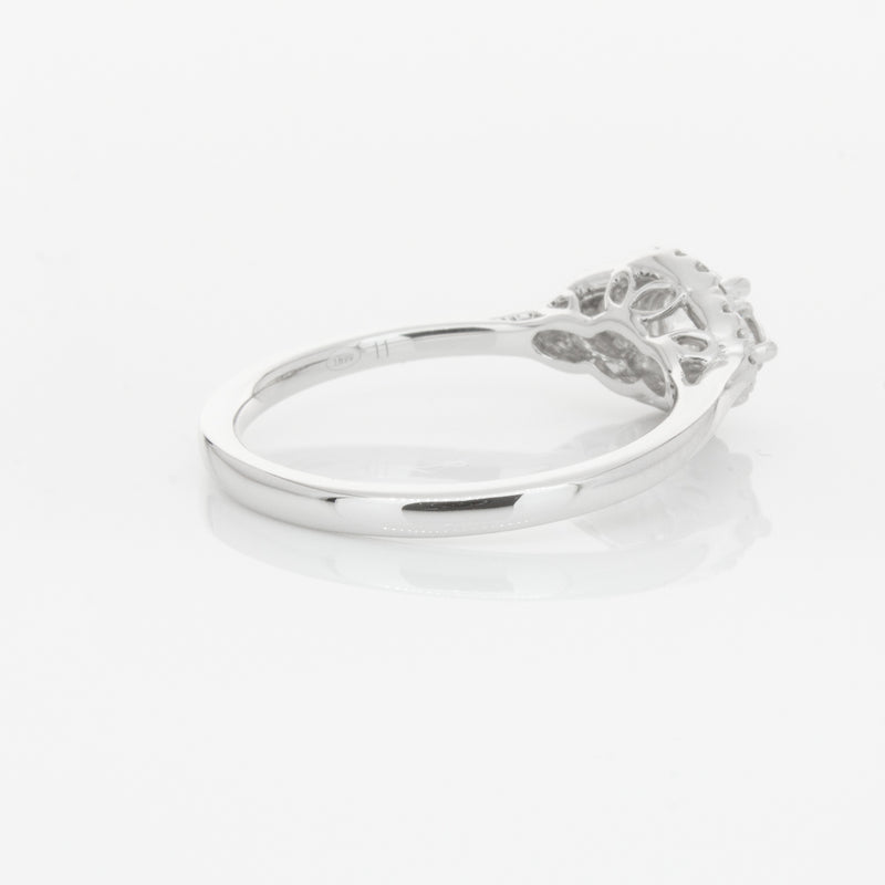 18ct White Gold Diamond Posie Ring-Ring-Walker & Hall