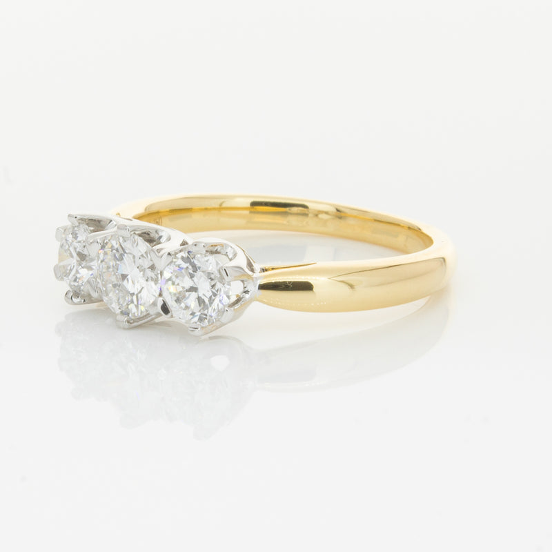 18ct Yellow Gold .98ct Diamond Trilogy Ring-Ring-Walker & Hall
