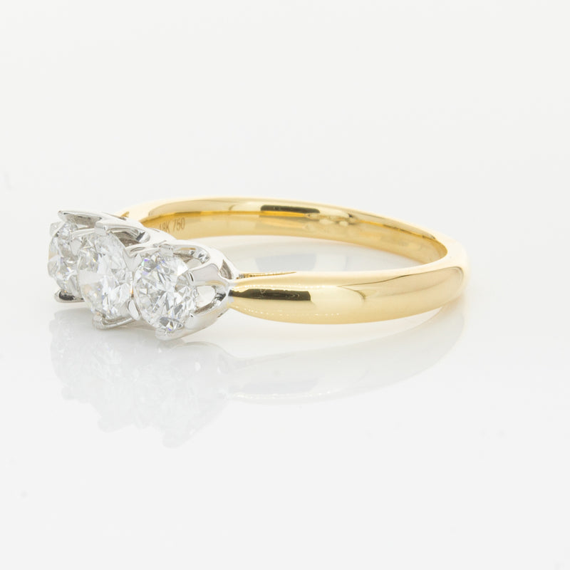 18ct Yellow Gold .98ct Diamond Trilogy Ring-Ring-Walker & Hall