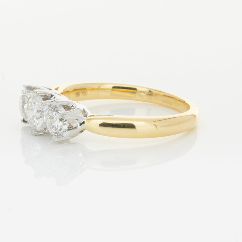 18ct Yellow Gold .98ct Diamond Trilogy Ring-Ring-Walker & Hall