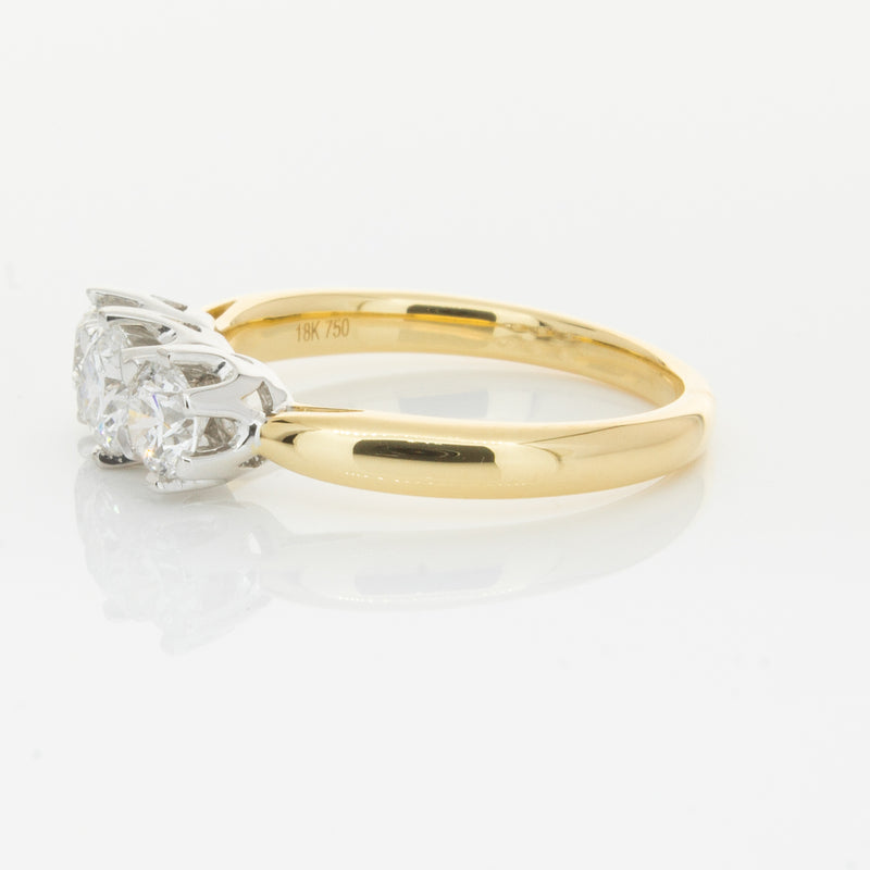 18ct Yellow Gold .98ct Diamond Trilogy Ring-Ring-Walker & Hall