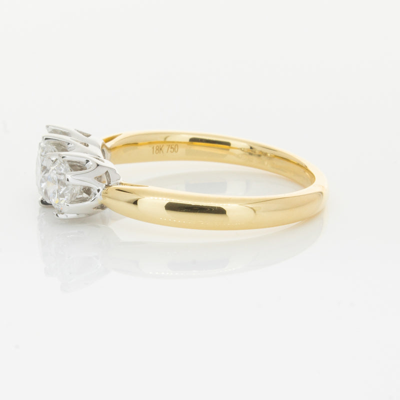 18ct Yellow Gold .98ct Diamond Trilogy Ring-Ring-Walker & Hall