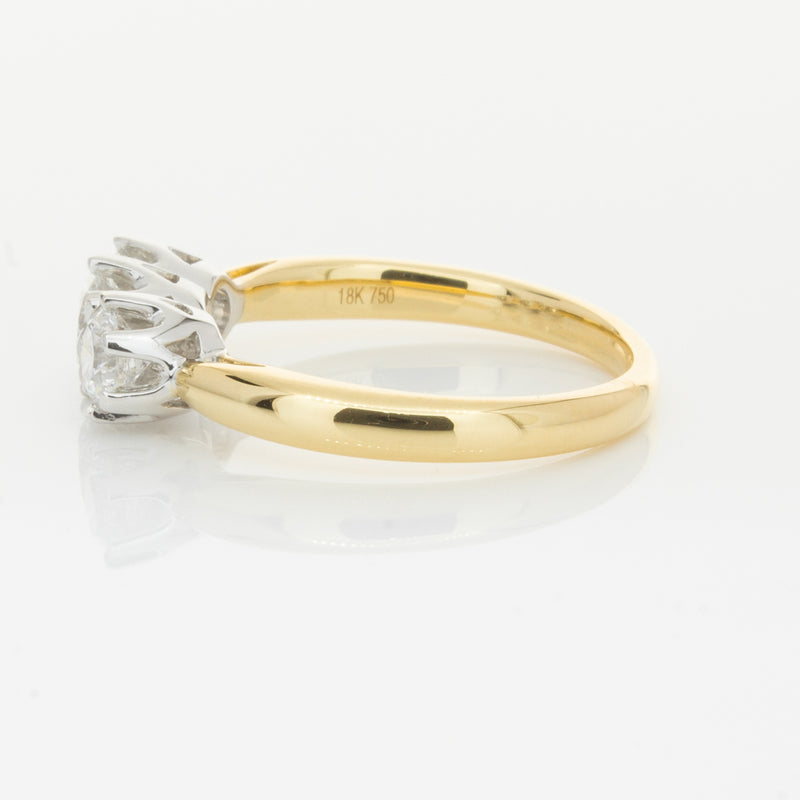 18ct Yellow Gold .98ct Diamond Trilogy Ring-Ring-Walker & Hall