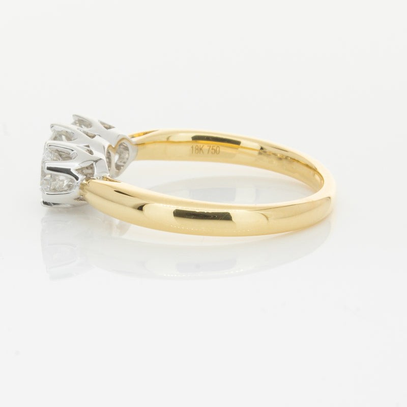18ct Yellow Gold .98ct Diamond Trilogy Ring-Ring-Walker & Hall